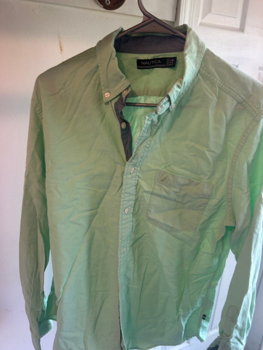 Nautica Men’s Light Mint Green Button-Down Shirt